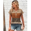 Zeagoo Women Tops Short Sleeve T Shirts V Neck Dressy Casual Work Blouses(Jh398-geometric)