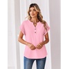 Zeagoo Women Tops Short Sleeve T Shirts V Neck Dressy Casual Work Blouses(Light Pink)