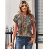 Zeagoo Women Tops Short Sleeve T Shirts V Neck Dressy Casual Work Blouses(Mz721-multicolored)