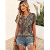 Zeagoo Women Tops Short Sleeve T Shirts V Neck Dressy Casual Work Blouses(Mz721-multicolored)