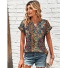 Zeagoo Women Tops Short Sleeve T Shirts V Neck Dressy Casual Work Blouses(Mz721-multicolored)