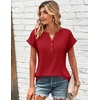 Zeagoo Women Tops Short Sleeve T Shirts V Neck Dressy Casual Work Blouses(Red)
