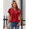 Zeagoo Women Tops Short Sleeve T Shirts V Neck Dressy Casual Work Blouses(Red)