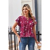 Zeagoo Women Tops Short Sleeve T Shirts V Neck Dressy Casual Work Blouses(Sf243-rose Red)