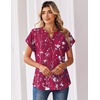 Zeagoo Women Tops Short Sleeve T Shirts V Neck Dressy Casual Work Blouses(Sf243-rose Red)