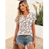Zeagoo Women Tops Short Sleeve T Shirts V Neck Dressy Casual Work Blouses(Sf295-beige)