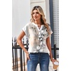 Zeagoo Women Tops Short Sleeve T Shirts V Neck Dressy Casual Work Blouses(Sf311-pattern)