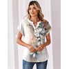 Zeagoo Women Tops Short Sleeve T Shirts V Neck Dressy Casual Work Blouses(Sf311-pattern)