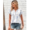 Zeagoo Women Tops Short Sleeve T Shirts V Neck Dressy Casual Work Blouses(Sp106-leaves)