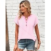 Zeagoo Women Tops Short Sleeve T Shirts V Neck Dressy Casual Work Blouses(Tz300-pink)
