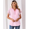 Zeagoo Women Tops Short Sleeve T Shirts V Neck Dressy Casual Work Blouses(Tz300-pink)