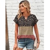 Zeagoo Women Tops Short Sleeve T Shirts V Neck Dressy Casual Work Blouses(Xh553-flowers)