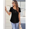 Zeagoo Women Tunics Tops Short Sleeve Summer Shirts Dressy Casual Blouses(Black)
