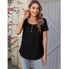 Zeagoo Women Tunics Tops Short Sleeve Summer Shirts Dressy Casual Blouses(Black)