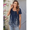 Zeagoo Women Tunics Tops Short Sleeve Summer Shirts Dressy Casual Blouses(Sf119- Navy Blue Flowers)