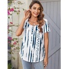 Zeagoo Women Tunics Tops Short Sleeve Summer Shirts Dressy Casual Blouses(Zr229- White Blue)