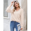 Zeagoo Women V-Neck Cropped Sweater Fall Long Sleeve Knit Pullover Tops(Apricot)