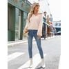 Zeagoo Women V-Neck Cropped Sweater Fall Long Sleeve Knit Pullover Tops(Apricot)