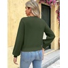 Zeagoo Women V-Neck Cropped Sweater Fall Long Sleeve Knit Pullover Tops(Army Green)