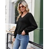 Zeagoo Women V-Neck Cropped Sweater Fall Long Sleeve Knit Pullover Tops(Black)