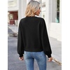 Zeagoo Women V-Neck Cropped Sweater Fall Long Sleeve Knit Pullover Tops(Black)