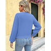 Zeagoo Women V-Neck Cropped Sweater Fall Long Sleeve Knit Pullover Tops(Blue)