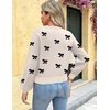 Zeagoo Women V-Neck Cropped Sweater Fall Long Sleeve Knit Pullover Tops(Bowknot Beige)