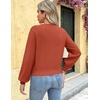 Zeagoo Women V-Neck Cropped Sweater Fall Long Sleeve Knit Pullover Tops(Brick Red)