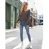 Zeagoo Women V-Neck Cropped Sweater Fall Long Sleeve Knit Pullover Tops(Brown)