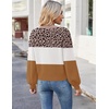 Zeagoo Women V-Neck Cropped Sweater Fall Long Sleeve Knit Pullover Tops(Brown Leopard)