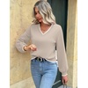 Zeagoo Women V-Neck Cropped Sweater Fall Long Sleeve Knit Pullover Tops(Color Block 1)