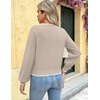 Zeagoo Women V-Neck Cropped Sweater Fall Long Sleeve Knit Pullover Tops(Color Block 1)