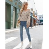 Zeagoo Women V-Neck Cropped Sweater Fall Long Sleeve Knit Pullover Tops(Dot Khaki)