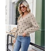 Zeagoo Women V-Neck Cropped Sweater Fall Long Sleeve Knit Pullover Tops(Dot Khaki)