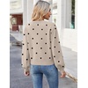 Zeagoo Women V-Neck Cropped Sweater Fall Long Sleeve Knit Pullover Tops(Dot Khaki)