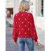 Zeagoo Women V-Neck Cropped Sweater Fall Long Sleeve Knit Pullover Tops(Dot Red)