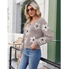 Zeagoo Women V-Neck Cropped Sweater Fall Long Sleeve Knit Pullover Tops(Flower White)
