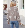 Zeagoo Women V-Neck Cropped Sweater Fall Long Sleeve Knit Pullover Tops(Flower White)