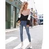 Zeagoo Women V-Neck Cropped Sweater Fall Long Sleeve Knit Pullover Tops(Khaki Black)