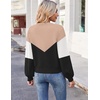 Zeagoo Women V-Neck Cropped Sweater Fall Long Sleeve Knit Pullover Tops(Khaki Black)