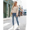 Zeagoo Women V-Neck Cropped Sweater Fall Long Sleeve Knit Pullover Tops(Light Khaki)