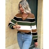 Zeagoo Women V-Neck Cropped Sweater Fall Long Sleeve Knit Pullover Tops(Multi-brown)