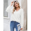Zeagoo Women V-Neck Cropped Sweater Fall Long Sleeve Knit Pullover Tops(White)