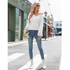 Zeagoo Women V-Neck Cropped Sweater Fall Long Sleeve Knit Pullover Tops(White)