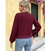 Zeagoo Women V-Neck Cropped Sweater Fall Long Sleeve Knit Pullover Tops(Wine Red)