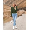 Zeagoo Women’s 2026 Fall Crewneck Cropped Sweaters Long Sleeve Knit Tops(Army Green)