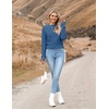 Zeagoo Women’s 2026 Fall Crewneck Cropped Sweaters Long Sleeve Knit Tops(Blue)