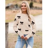 Zeagoo Women’s 2026 Fall Crewneck Cropped Sweaters Long Sleeve Knit Tops(Bowknot Beige)