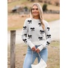 Zeagoo Women’s 2026 Fall Crewneck Cropped Sweaters Long Sleeve Knit Tops(Bowknot White)