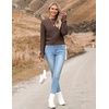 Zeagoo Women’s 2026 Fall Crewneck Cropped Sweaters Long Sleeve Knit Tops(Brown)